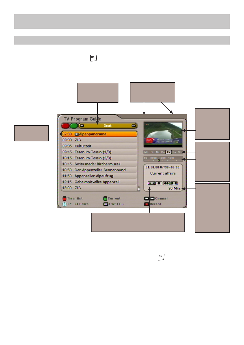 Epg - electronic programme guide | Kathrein UFS 640si User Manual | Page 35 / 80