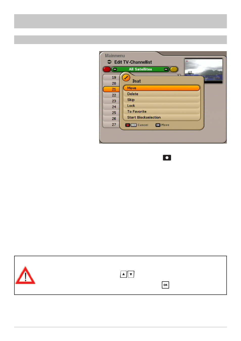 Edit channel list, Editing lists / channels | Kathrein UFS 640si User Manual | Page 45 / 80