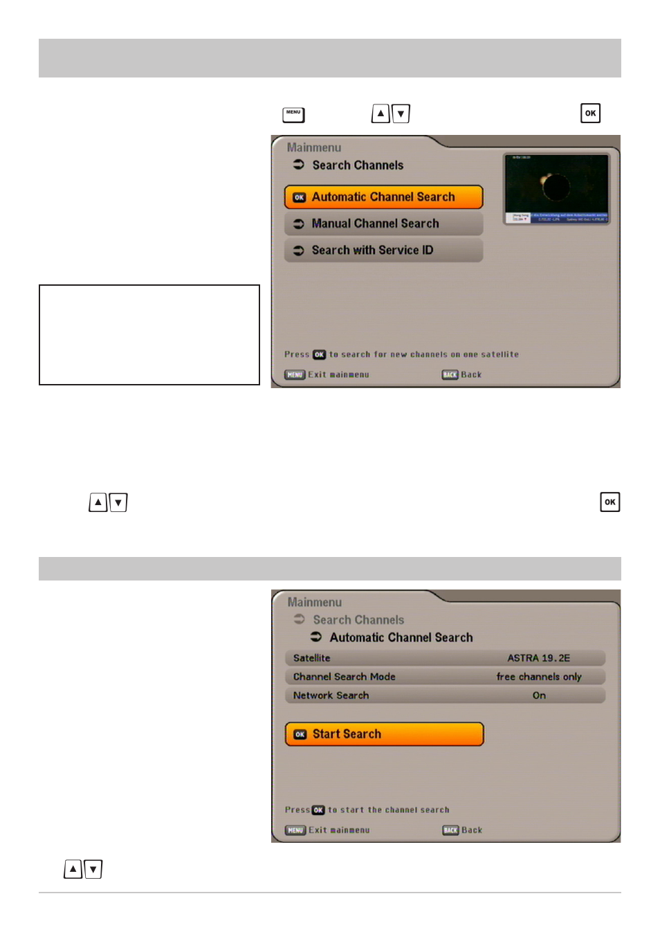 Search channels (channel search) | Kathrein UFS 640si User Manual | Page 50 / 80