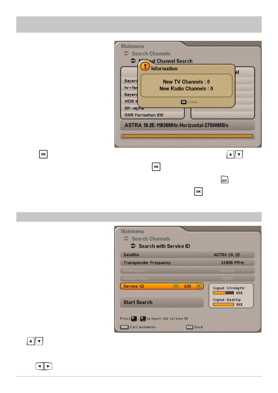 Search channels (channel search) | Kathrein UFS 640si User Manual | Page 54 / 80