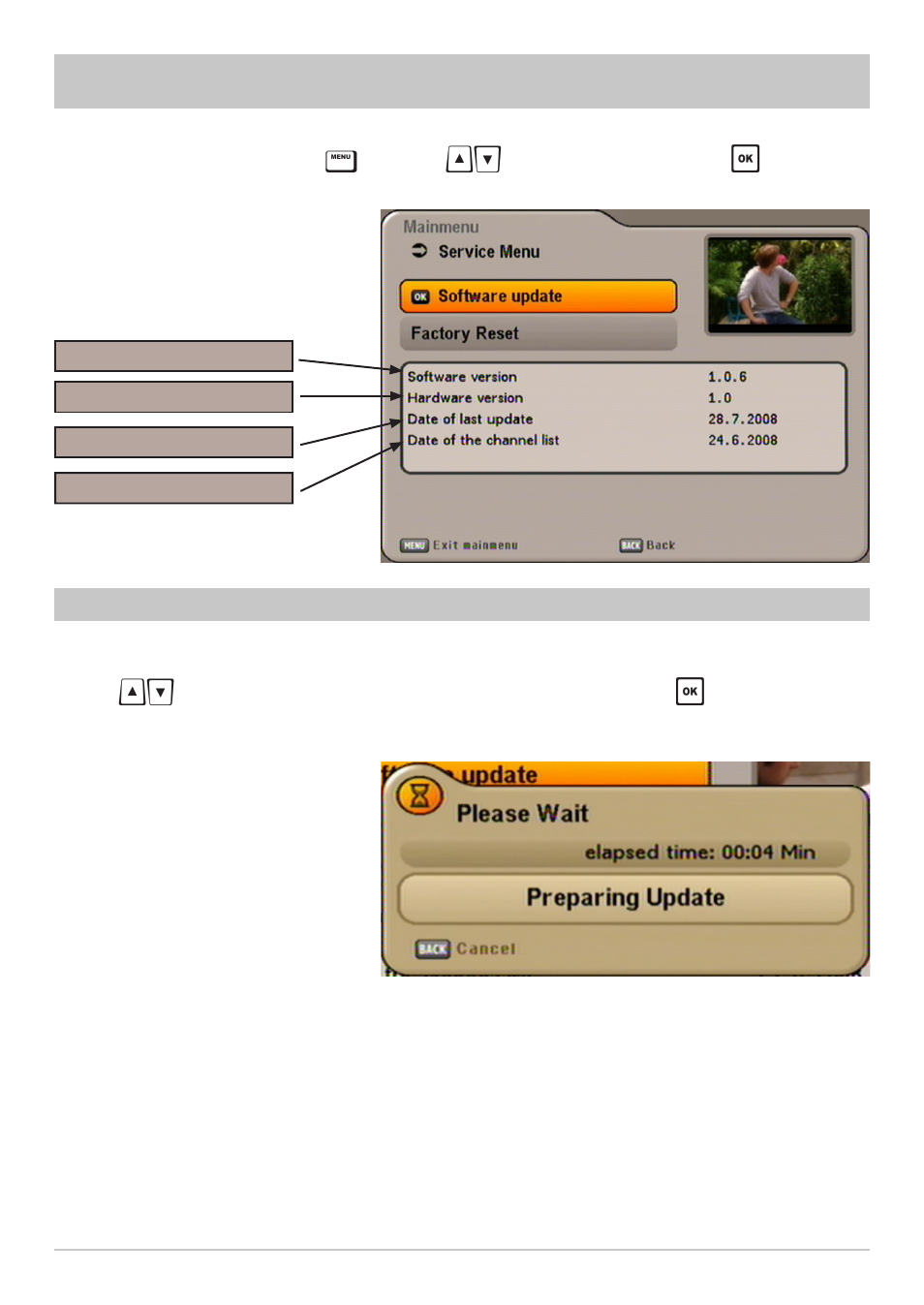 Service menu | Kathrein UFS 640si User Manual | Page 62 / 80