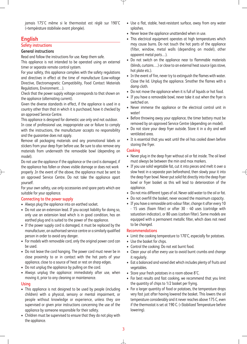 English | Tefal FR4021 User Manual | Page 18 / 47