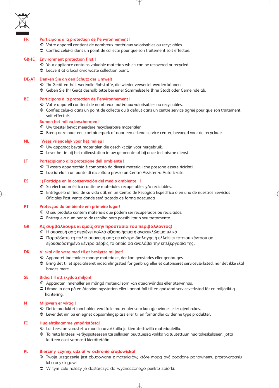 Tefal FR4021 User Manual | Page 46 / 47