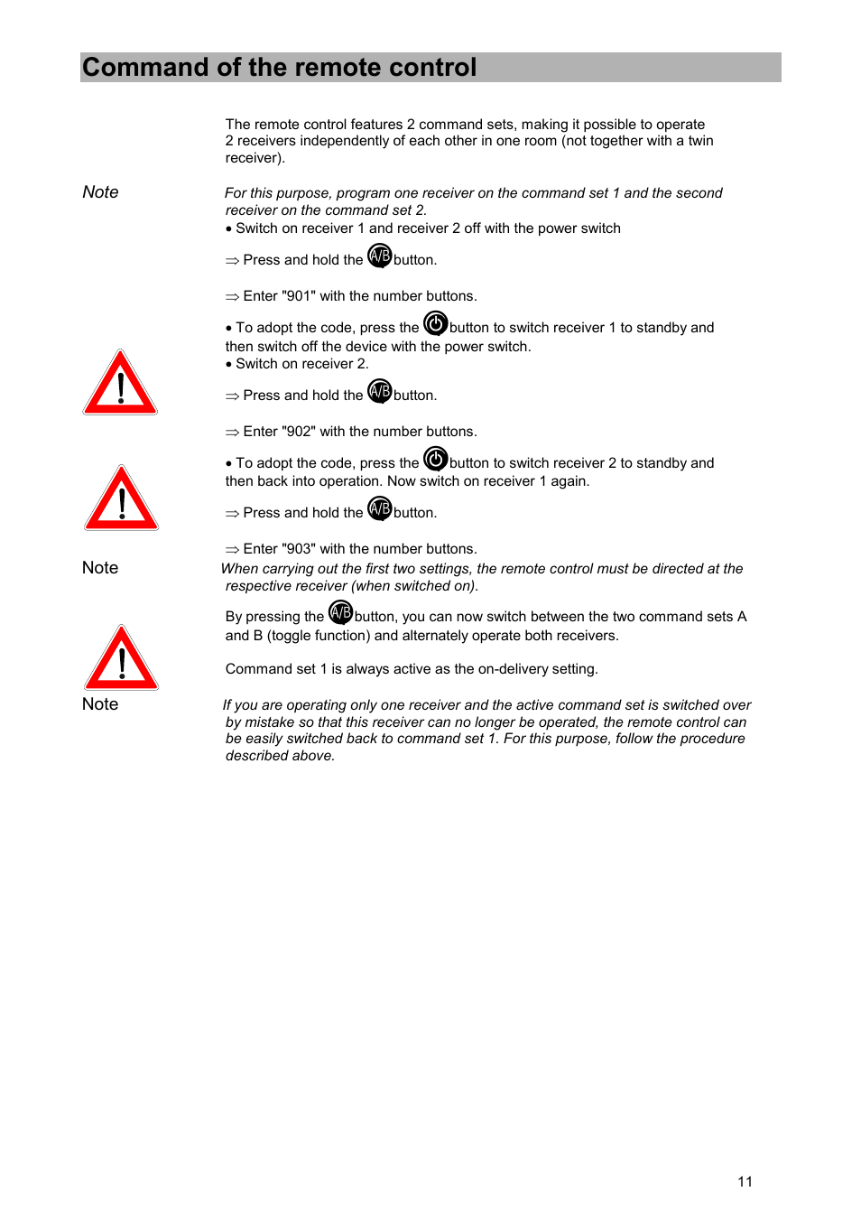 Command of the remote control | Kathrein UFD 515 User Manual | Page 11 / 57
