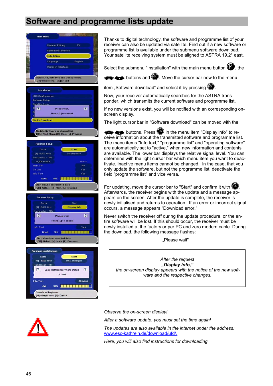 Software and programme lists update | Kathrein UFD 515 User Manual | Page 46 / 57