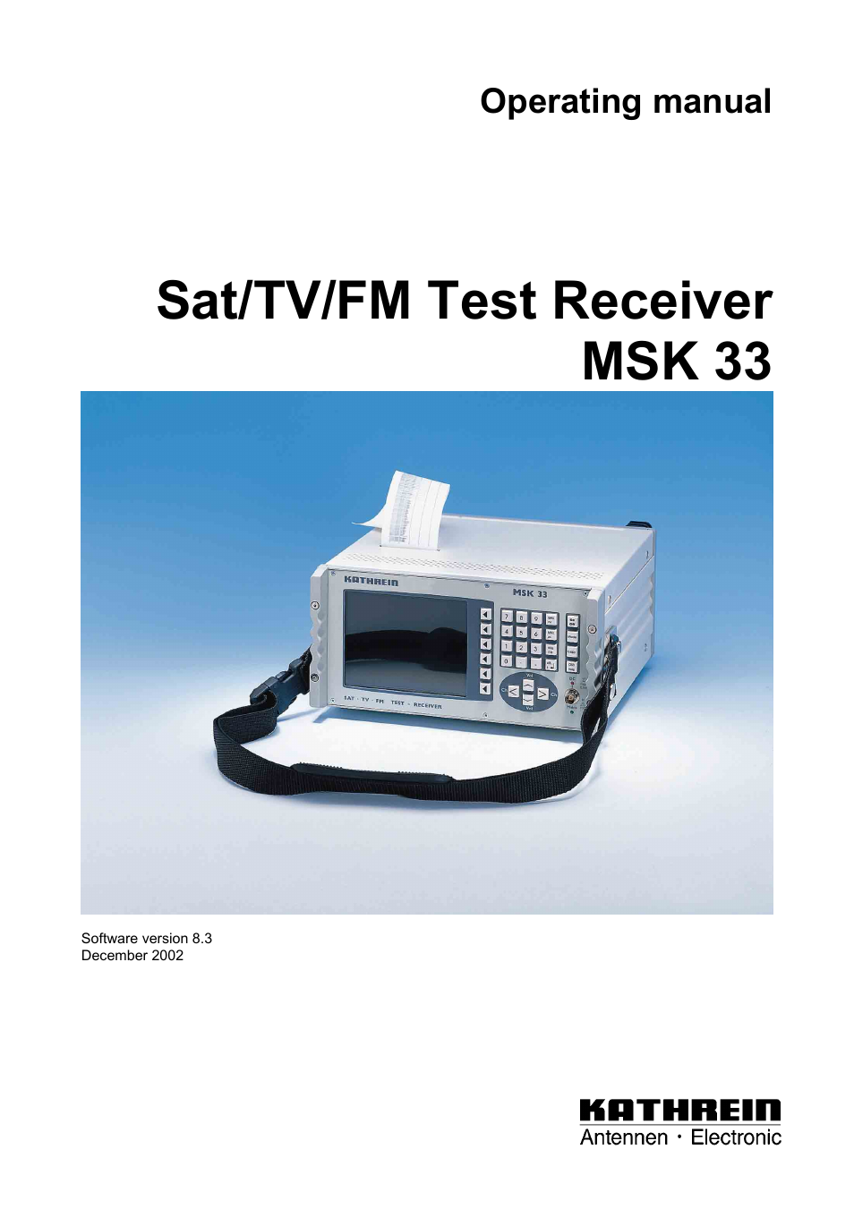 Kathrein MSK 33 User Manual | 116 pages