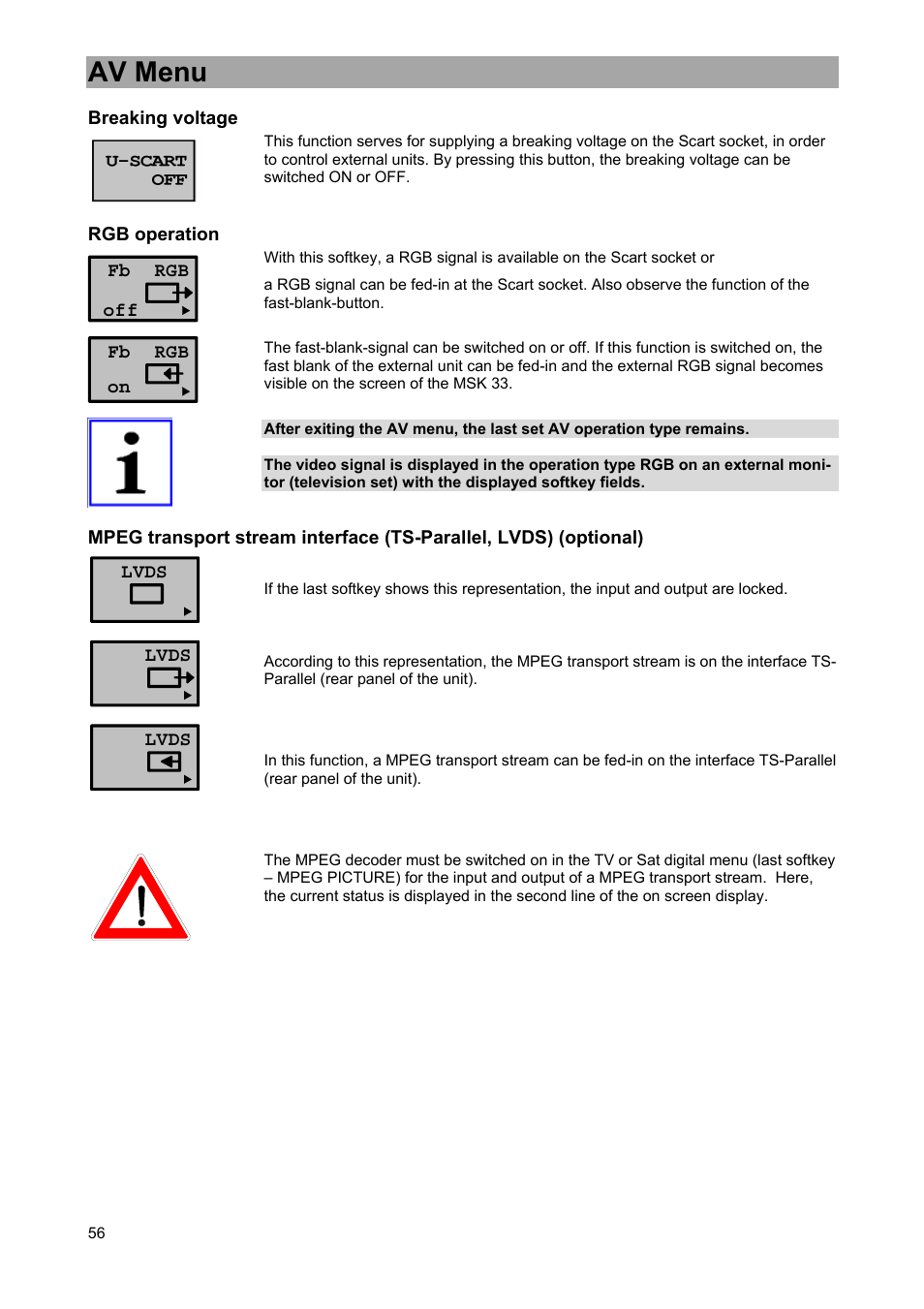 Av menu | Kathrein MSK 33 User Manual | Page 56 / 116