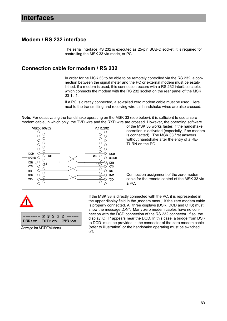 Interfaces | Kathrein MSK 33 User Manual | Page 89 / 116