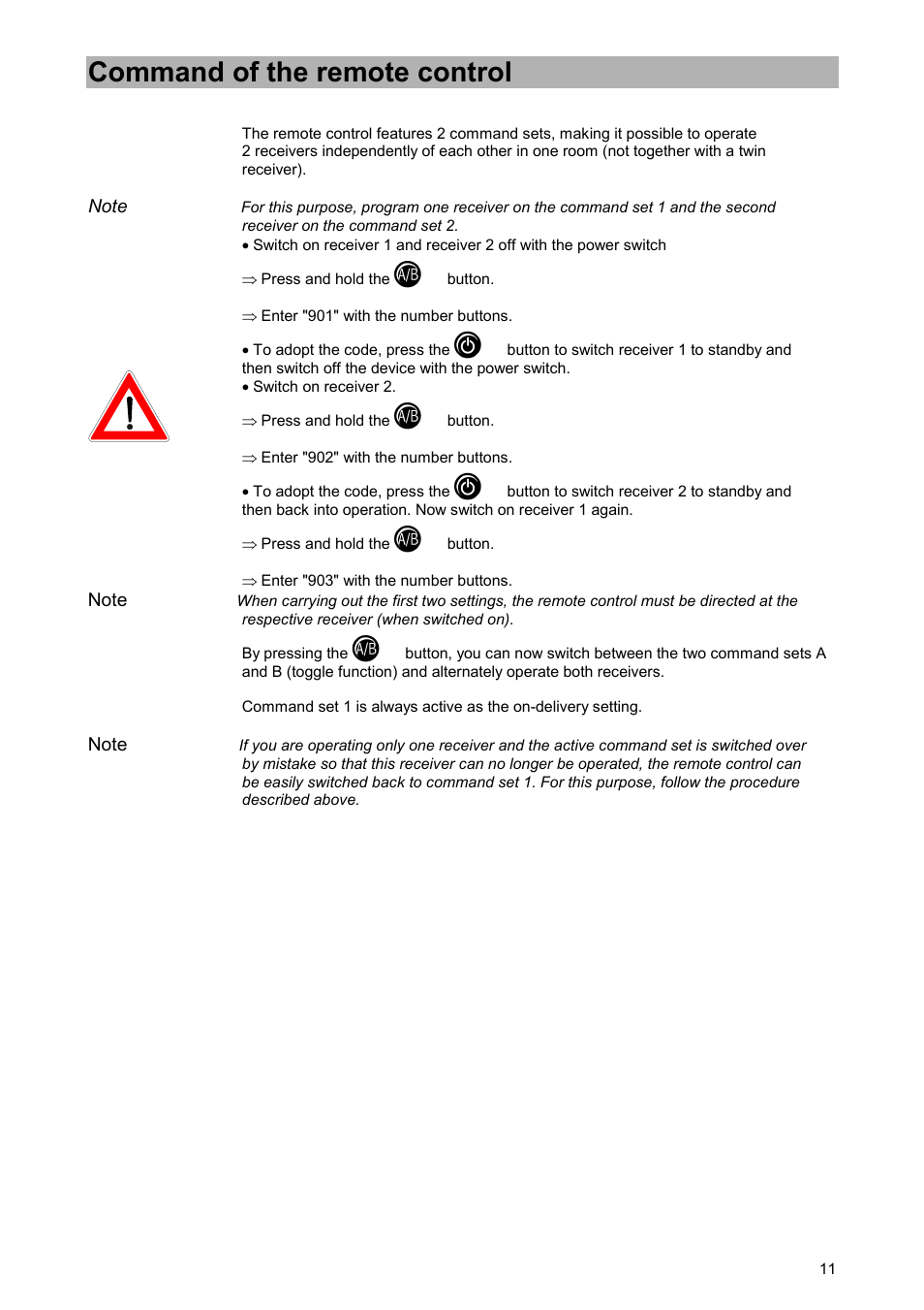 Command of the remote control | Kathrein UFD 520 User Manual | Page 11 / 60