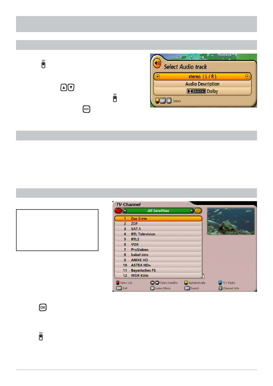 On-screen displays (osd) | Kathrein UFS 902 User Manual | Page 34 / 88