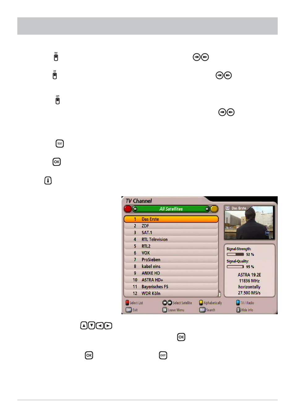 On-screen displays (osd) | Kathrein UFS 902 User Manual | Page 35 / 88