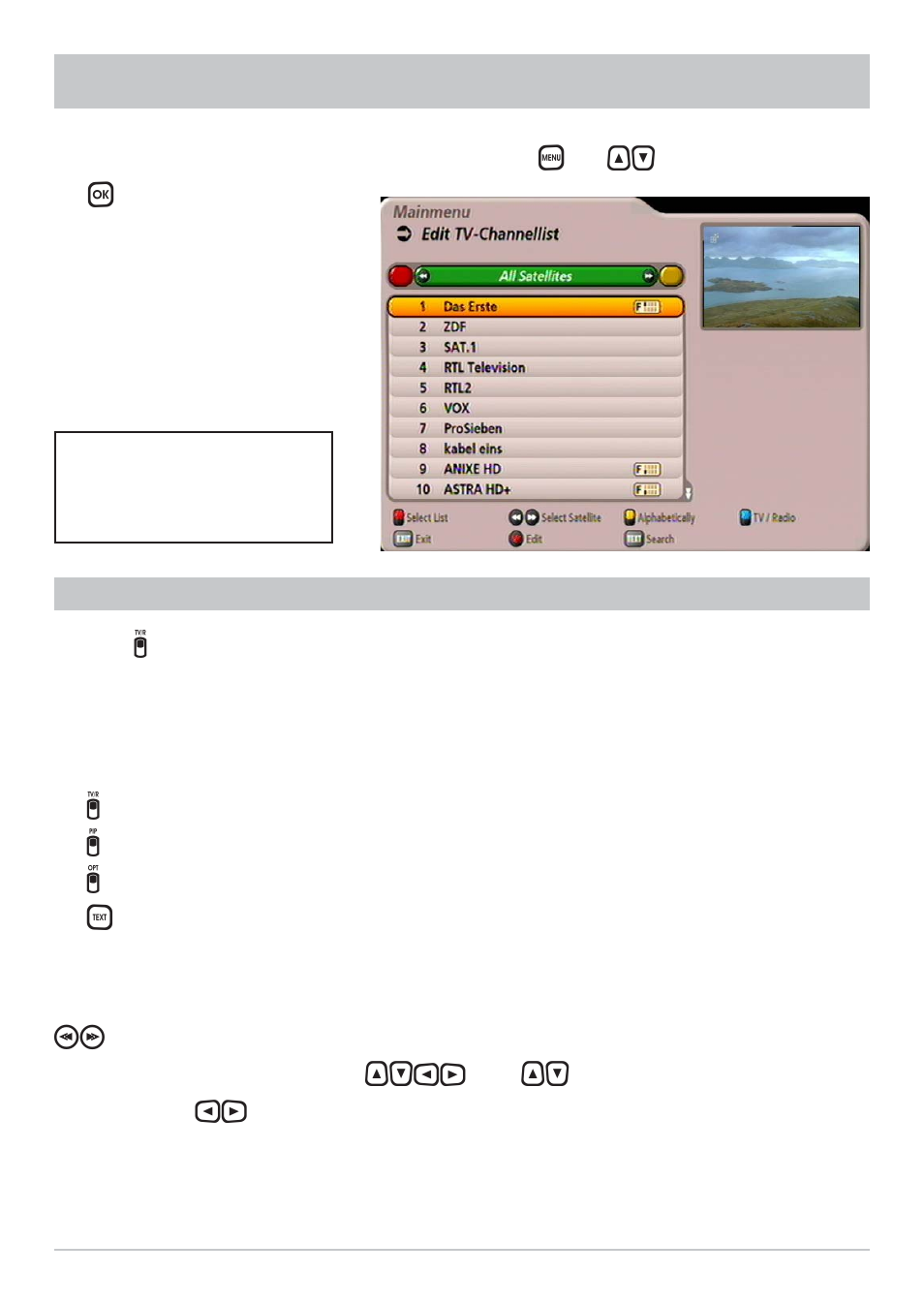 Editing channel list | Kathrein UFS 902 User Manual | Page 50 / 88