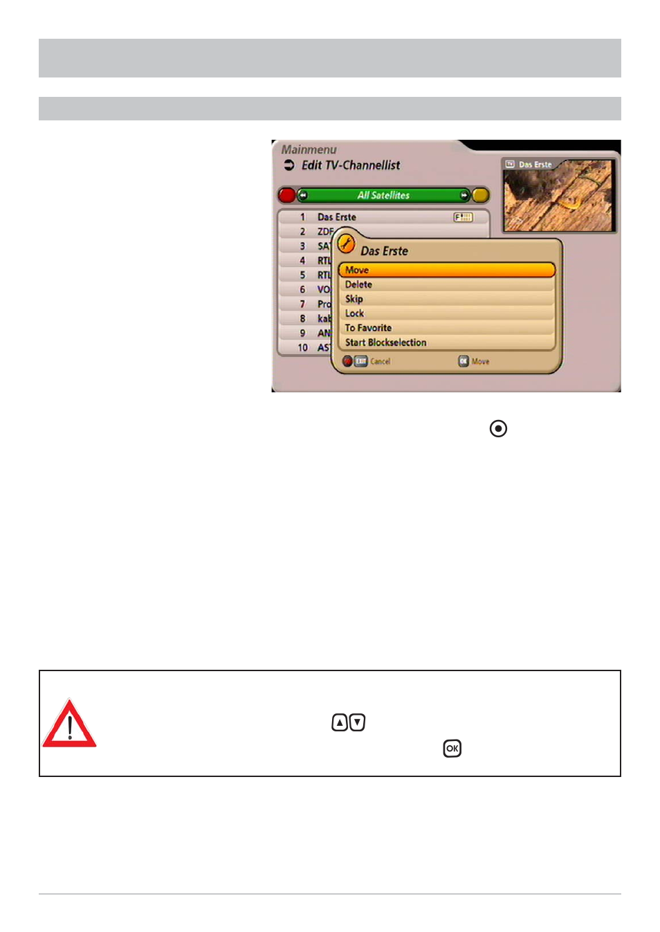 Editing channel list, Editing list/channels | Kathrein UFS 902 User Manual | Page 51 / 88