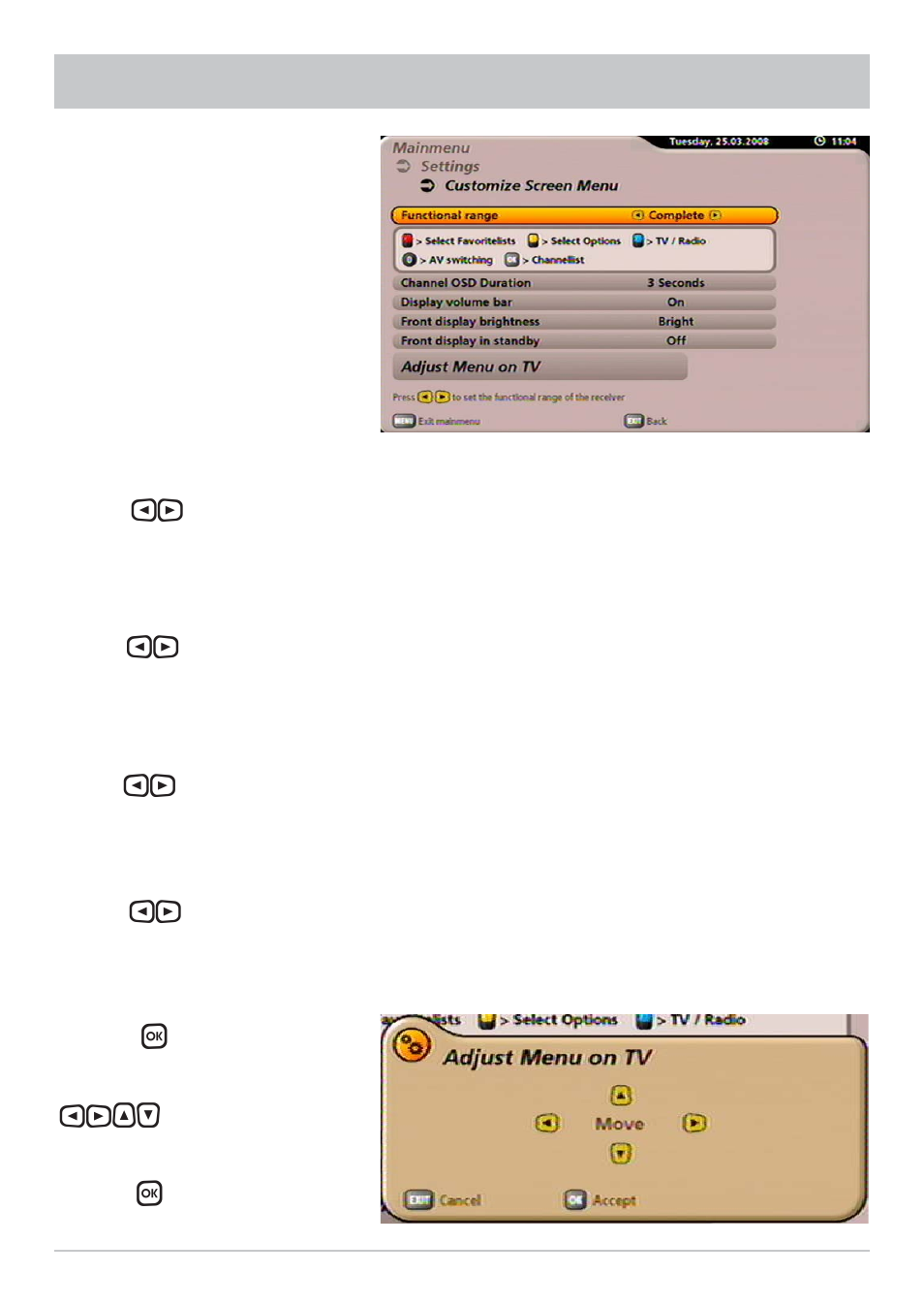 Settings | Kathrein UFS 902 User Manual | Page 66 / 88