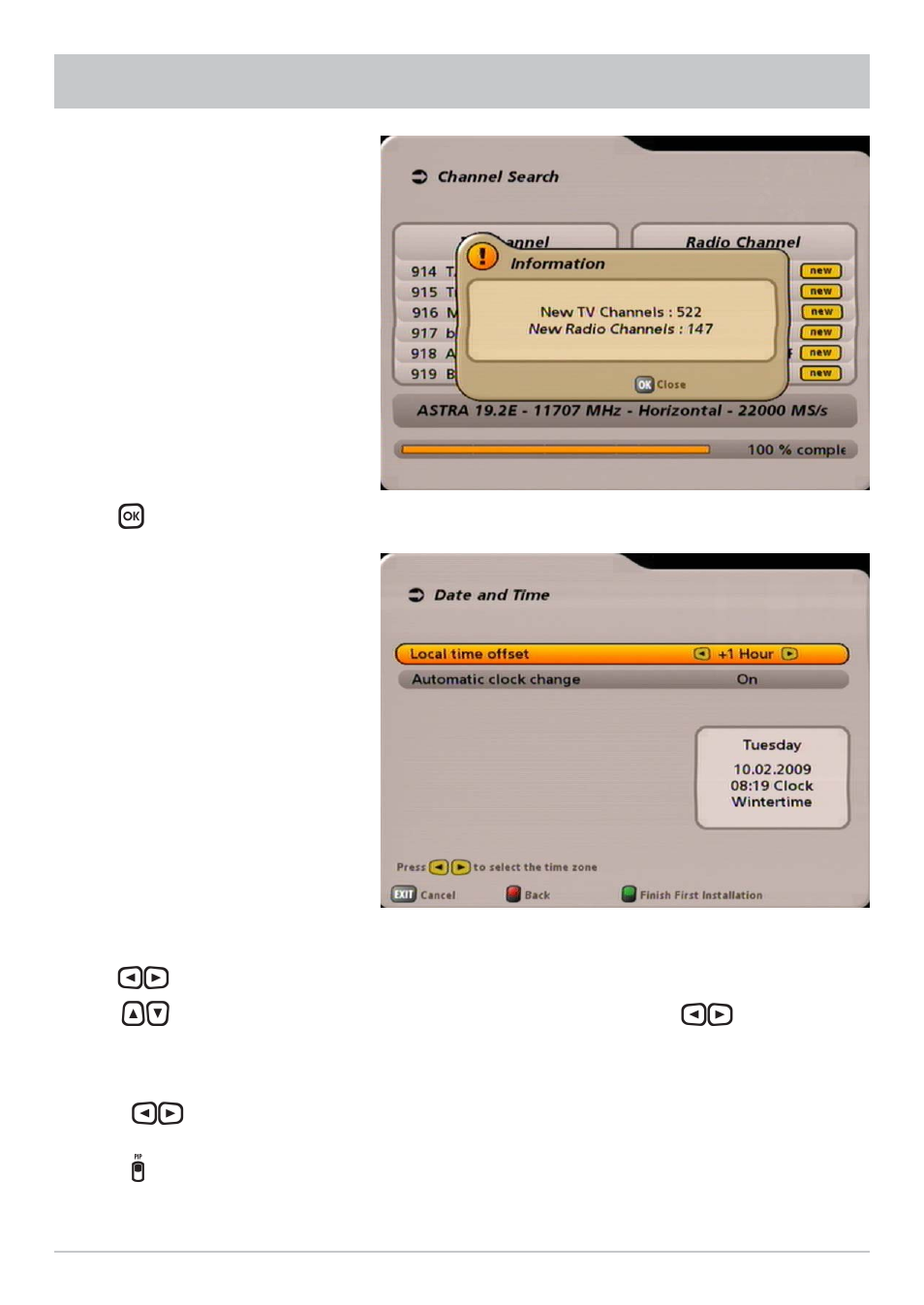 First installation: channel search/date and time | Kathrein UFS 700sw User Manual | Page 31 / 88