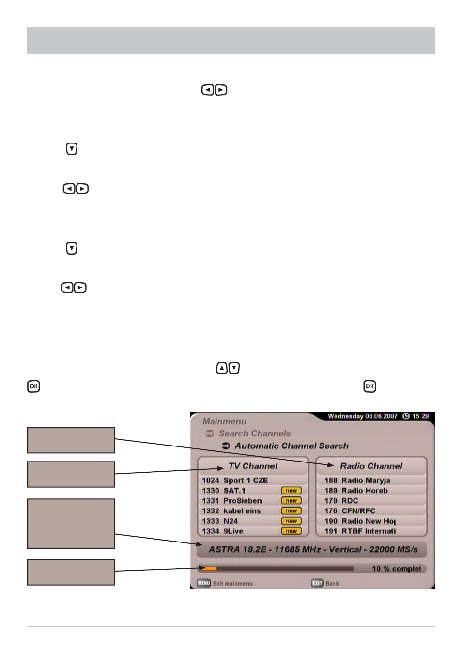 Search channels (channel search) | Kathrein UFS 700sw User Manual | Page 57 / 88