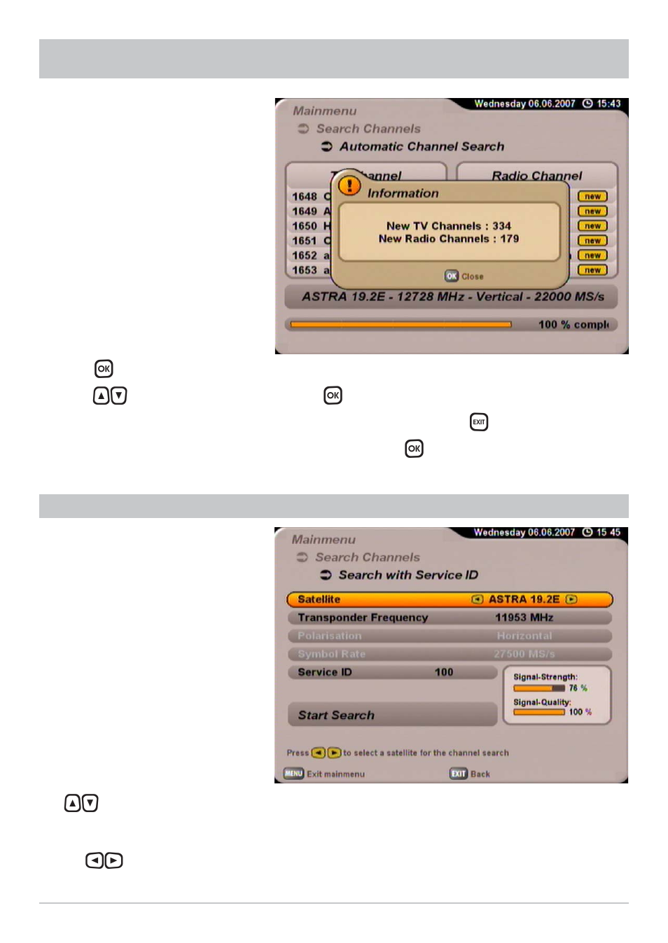 Search channels (channel search) | Kathrein UFS 700sw User Manual | Page 60 / 88