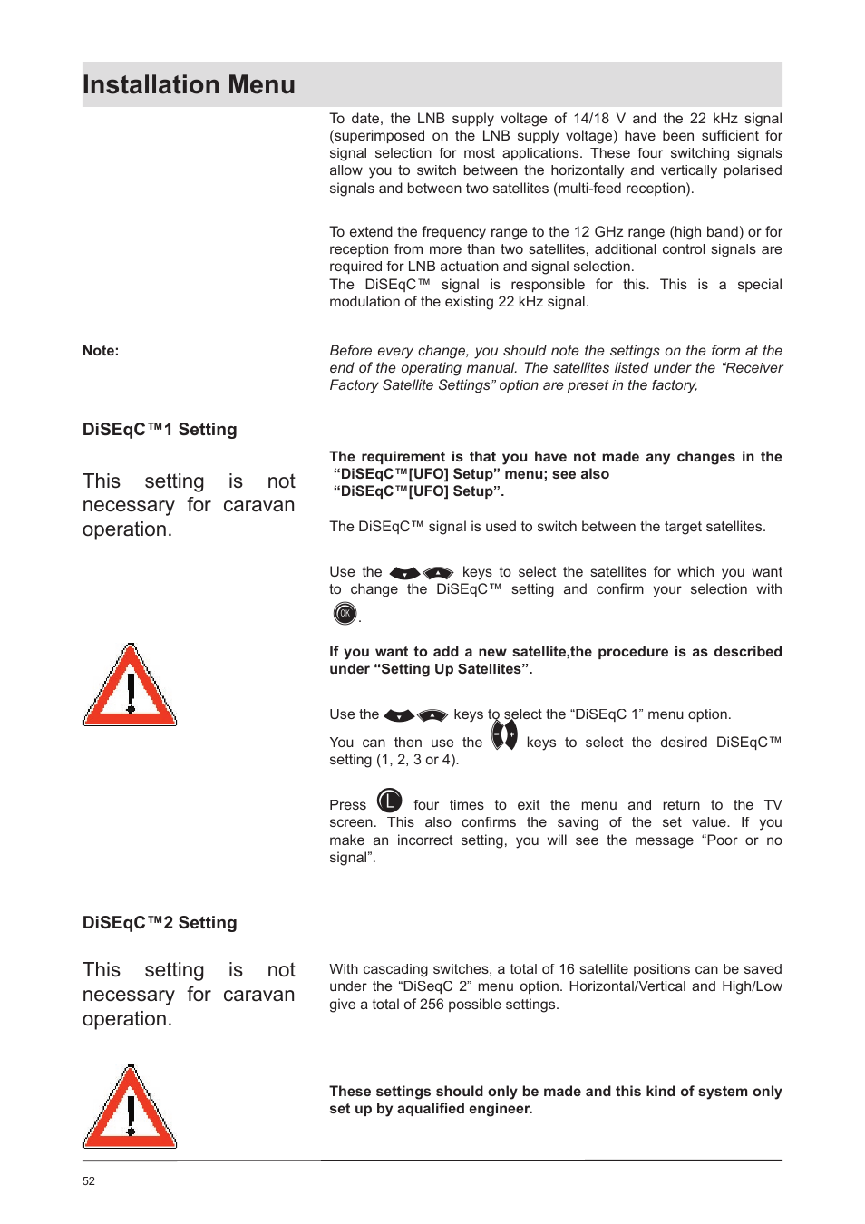 Installation menu | Kathrein UFD 170 User Manual | Page 52 / 80