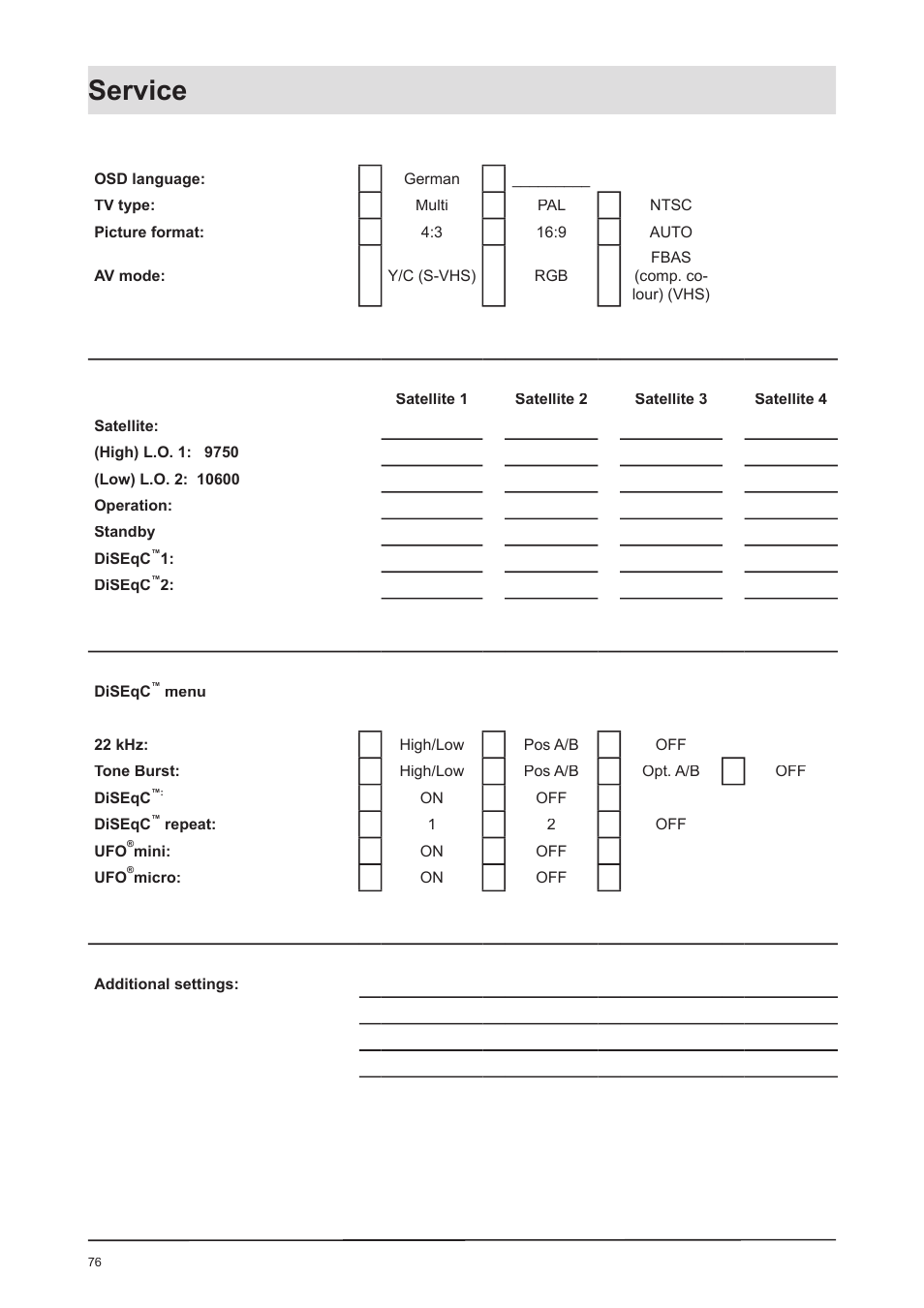 Service | Kathrein UFD 170 User Manual | Page 76 / 80