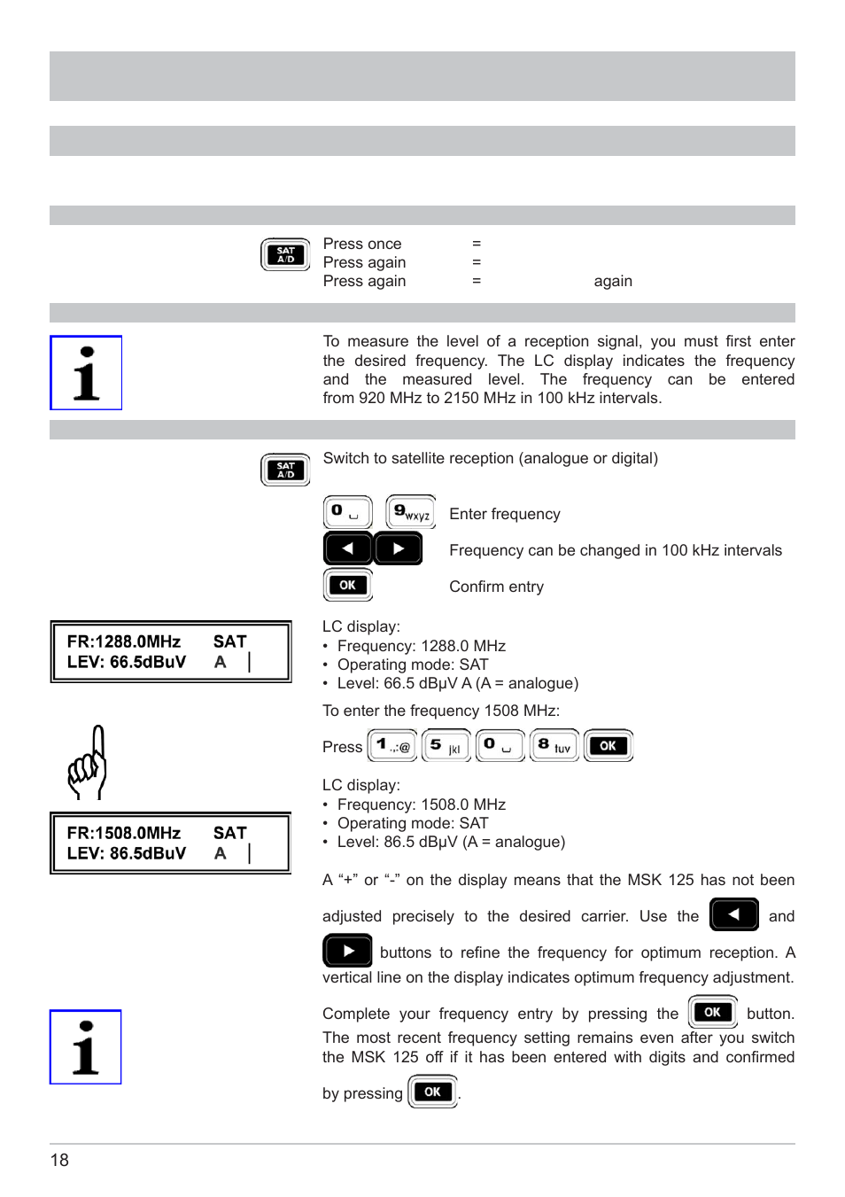 Analogue satellite reception | Kathrein MSK 125 User Manual | Page 18 / 80