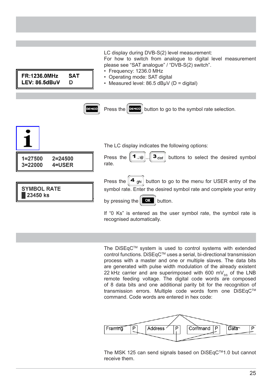 Diseqc, Digital satellite equipment control) | Kathrein MSK 125 User Manual | Page 25 / 80