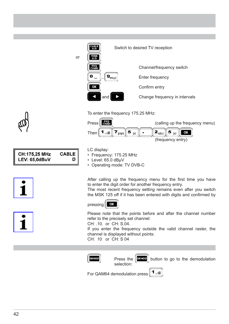 Tv measurement | Kathrein MSK 125 User Manual | Page 42 / 80