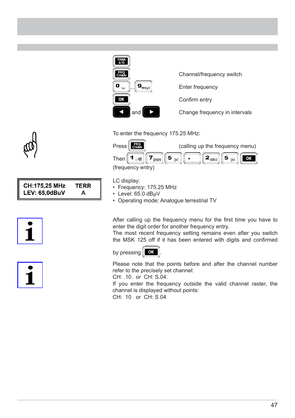 Tv measurement | Kathrein MSK 125 User Manual | Page 47 / 80