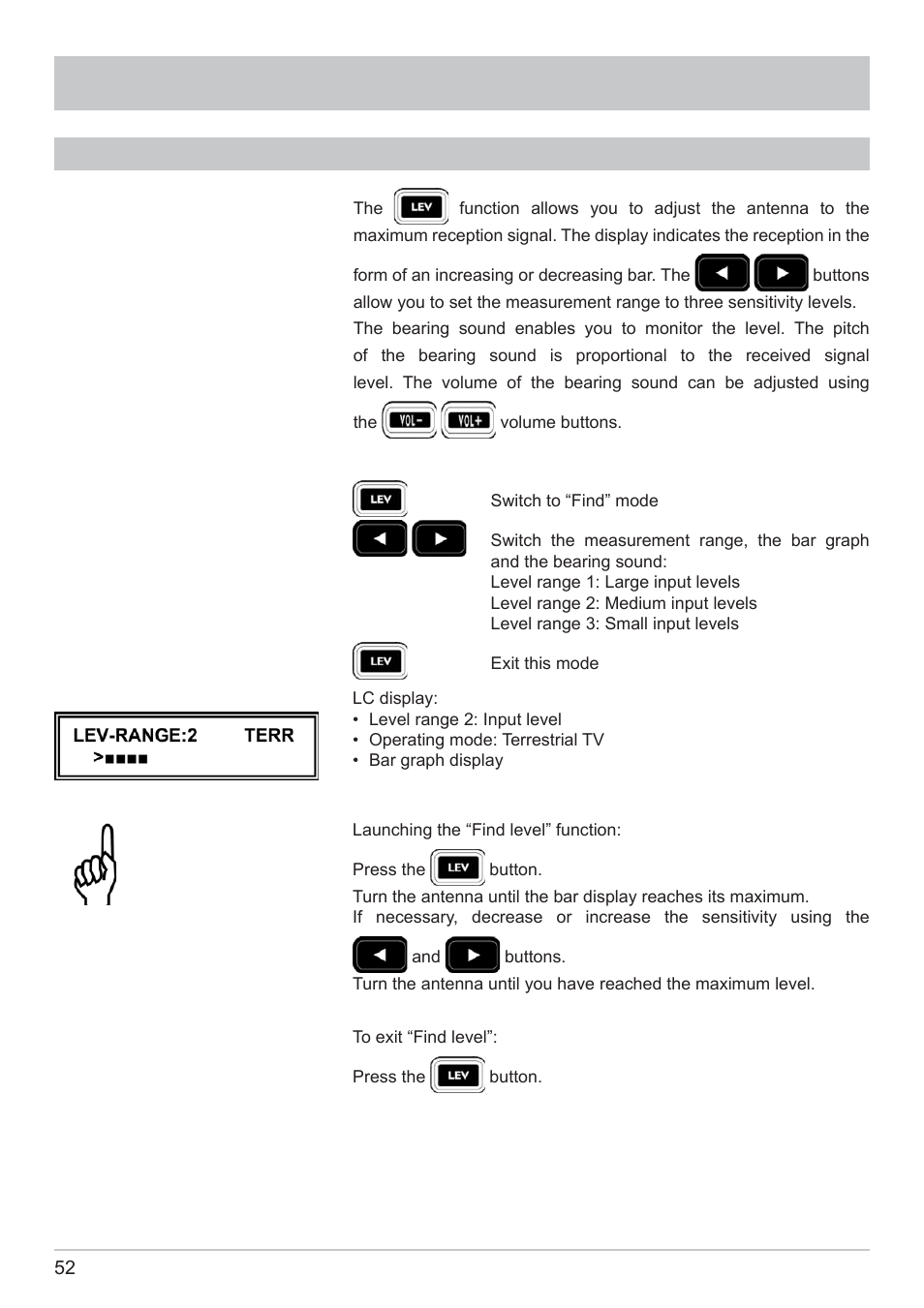 Tv measurement, Finding individual reception frequencies | Kathrein MSK 125 User Manual | Page 52 / 80