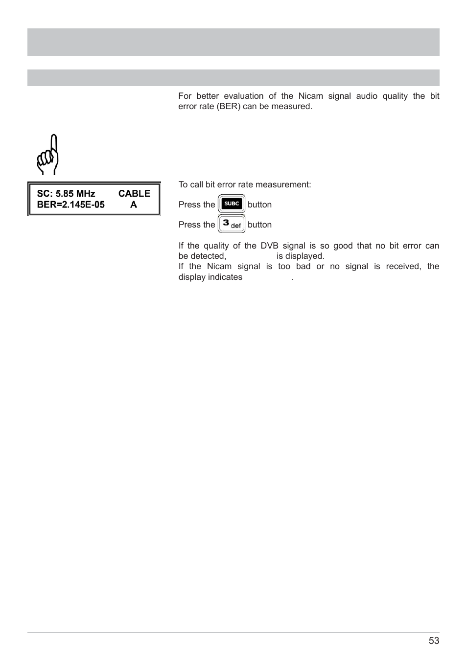 Tv measurement, Nicam audio bit error rate measurement | Kathrein MSK 125 User Manual | Page 53 / 80