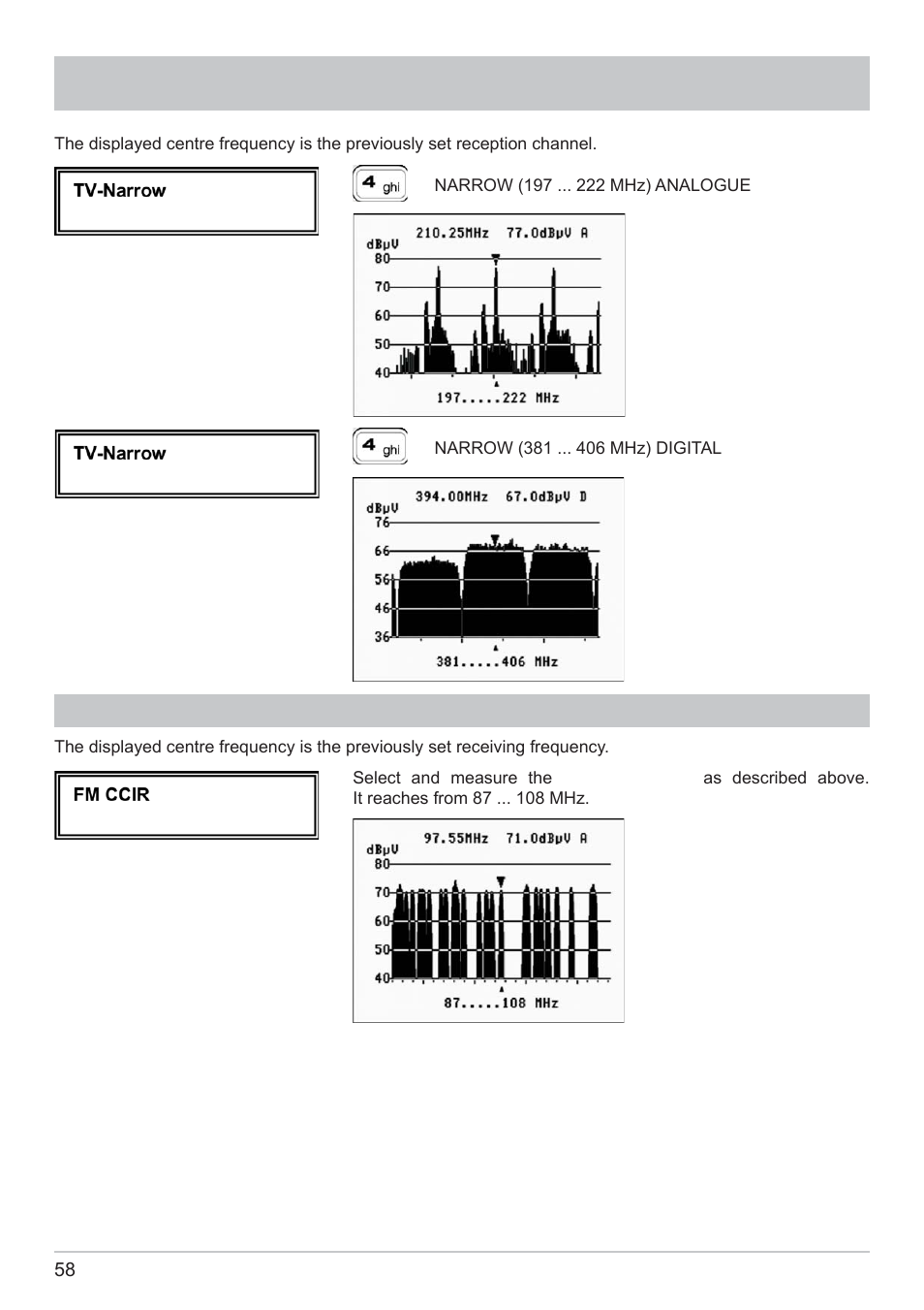 Spectrum measurement, Fm spectrum | Kathrein MSK 125 User Manual | Page 58 / 80