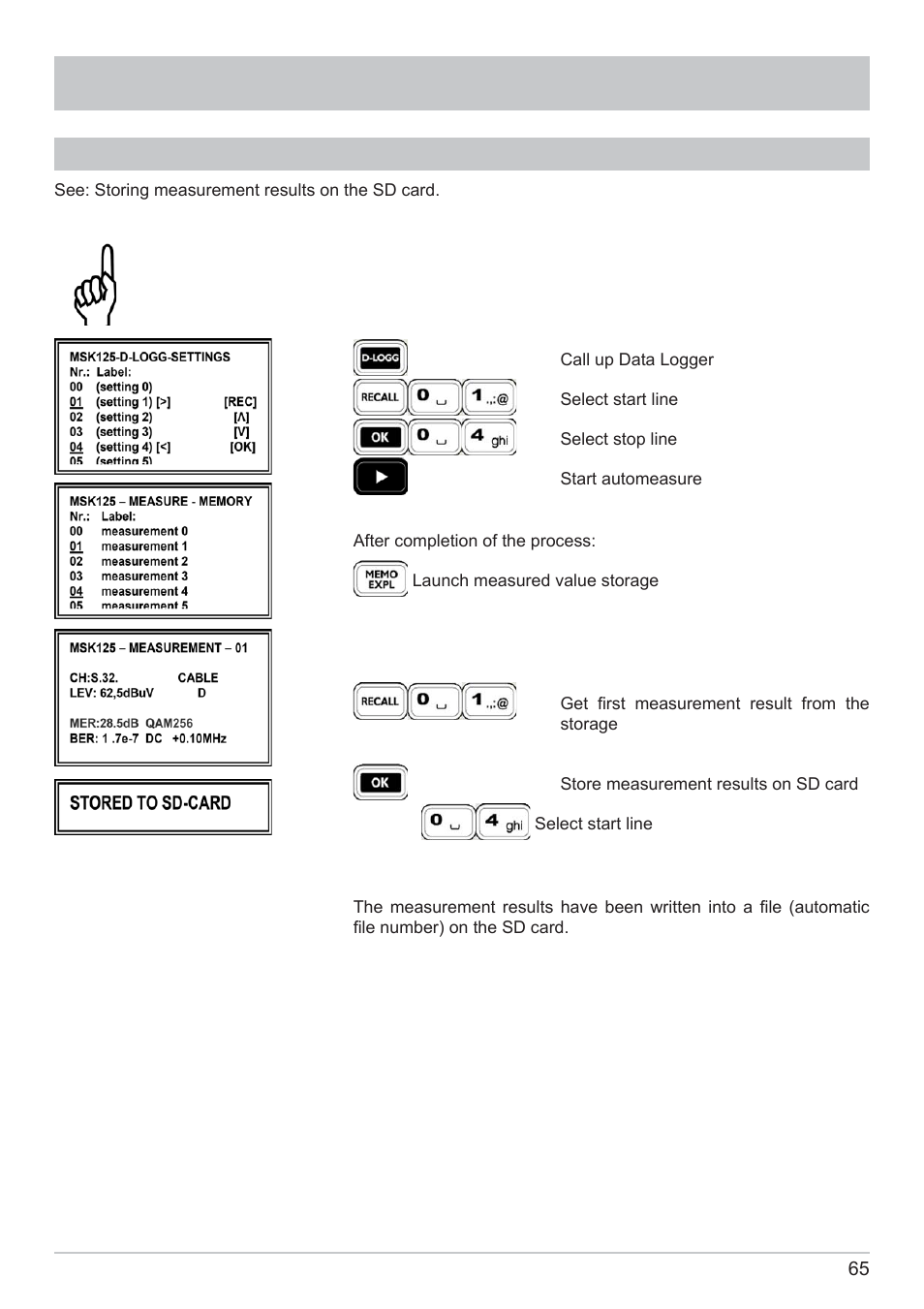 Data logger | Kathrein MSK 125 User Manual | Page 65 / 80