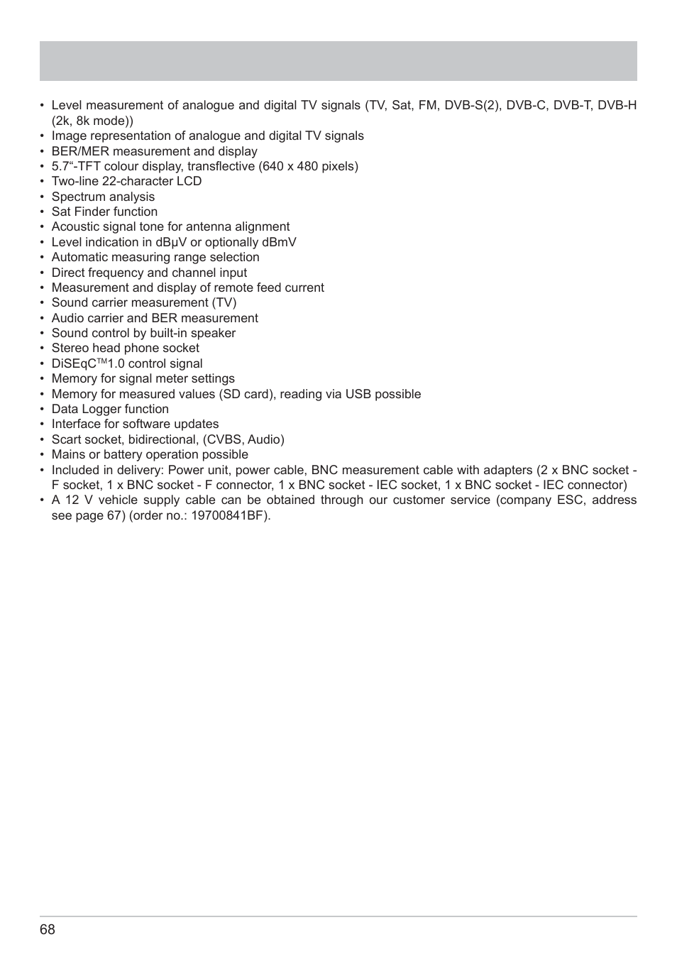 Features | Kathrein MSK 125 User Manual | Page 68 / 80