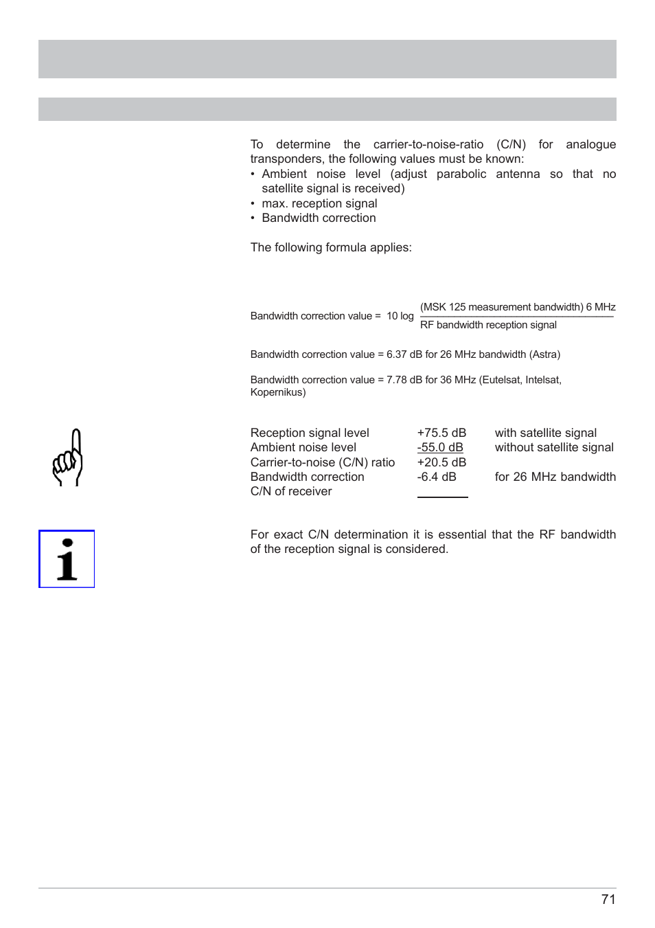 Technical appendix, Signal-to-noise ratio | Kathrein MSK 125 User Manual | Page 71 / 80