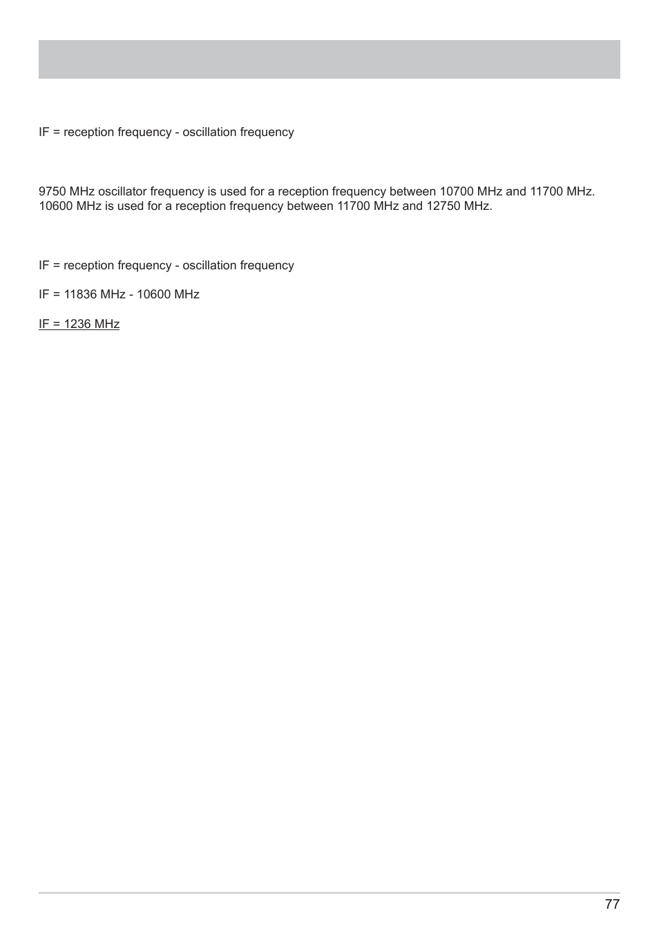 Calculation of sat if frequency using the msk 125 | Kathrein MSK 125 User Manual | Page 77 / 80