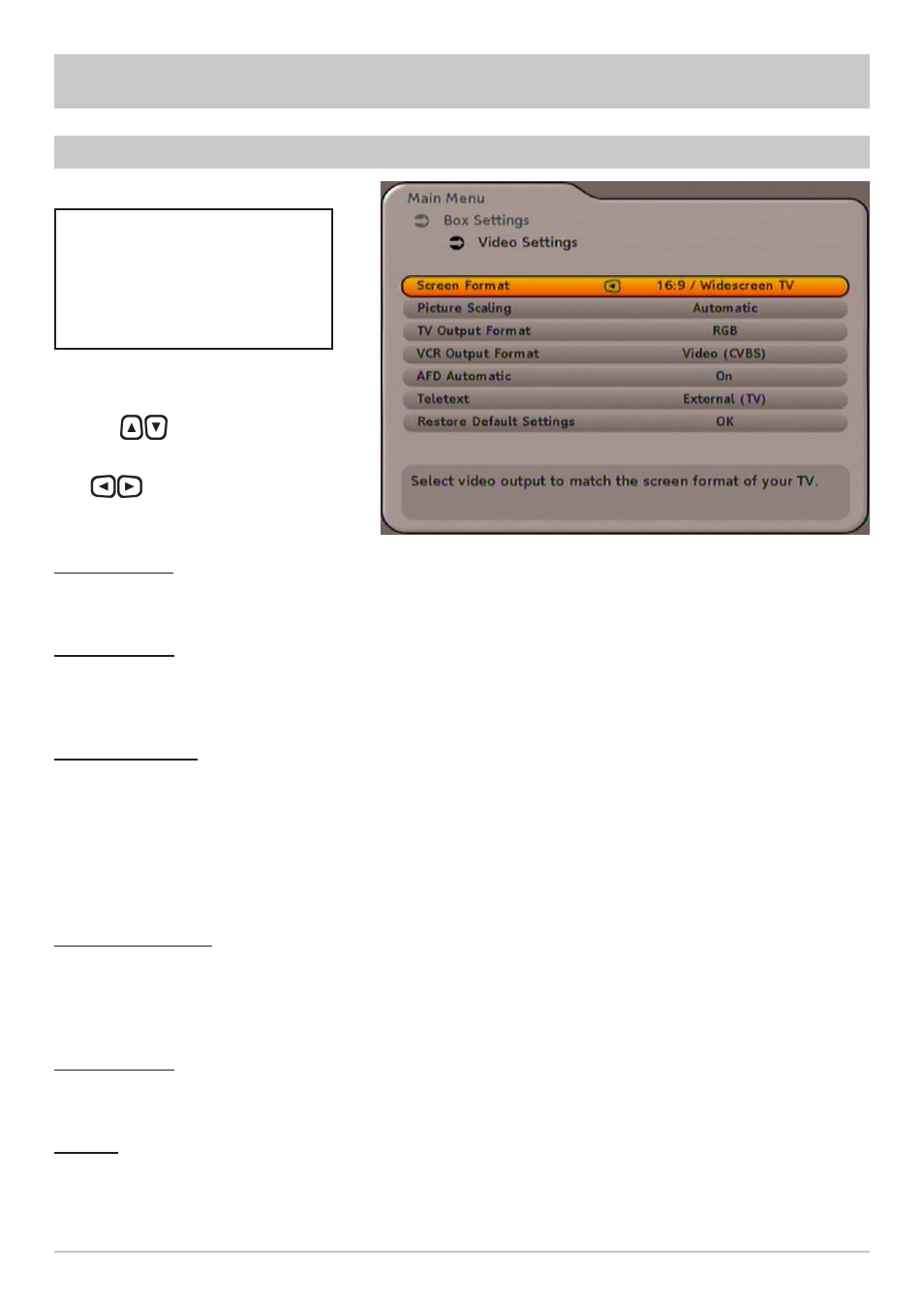 Box settings, Video and audio settings | Kathrein UFC 762si User Manual | Page 25 / 52