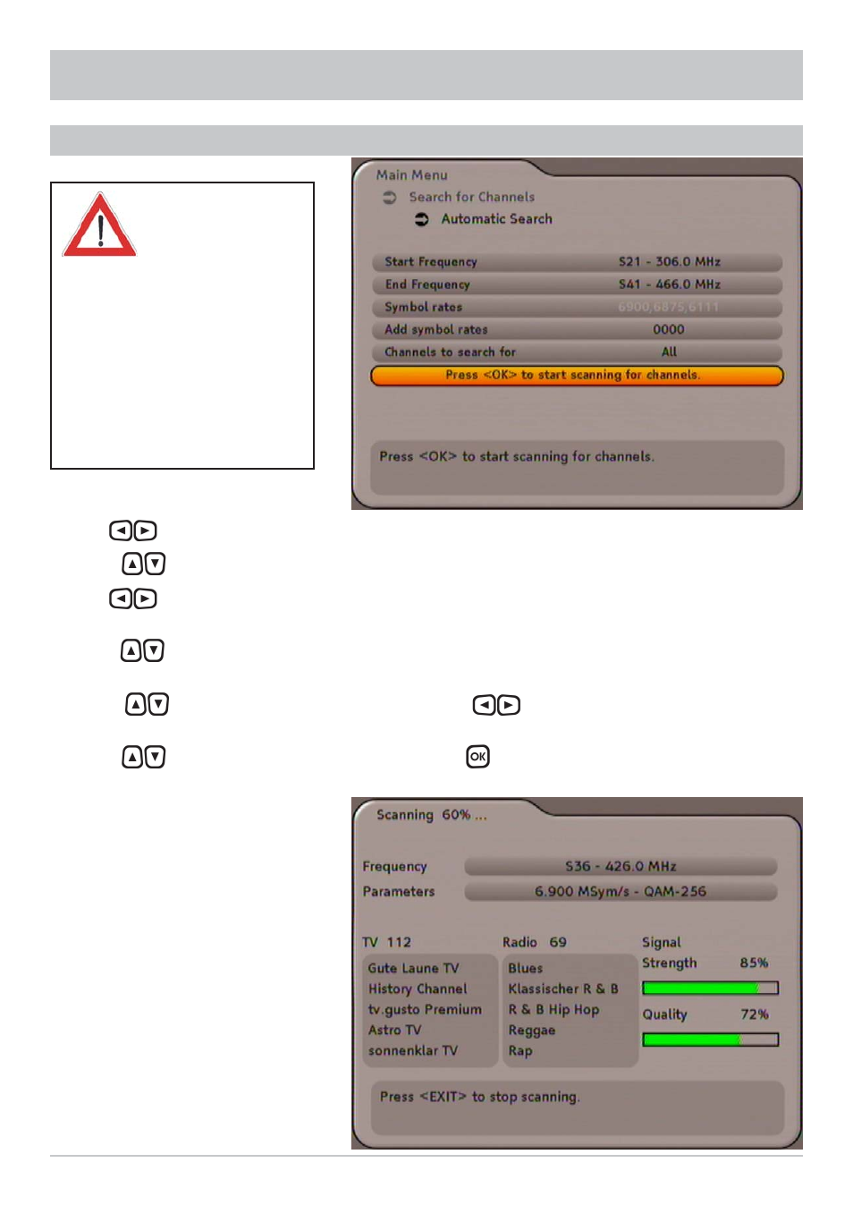 Search for channels | Kathrein UFC 762si User Manual | Page 31 / 52