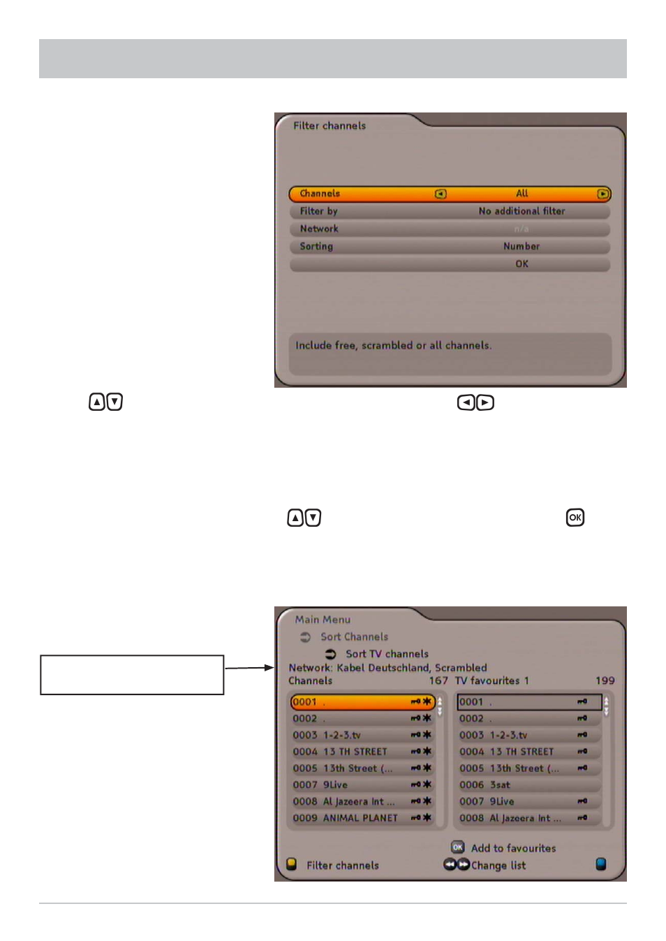 Sort channels | Kathrein UFC 762si User Manual | Page 36 / 52