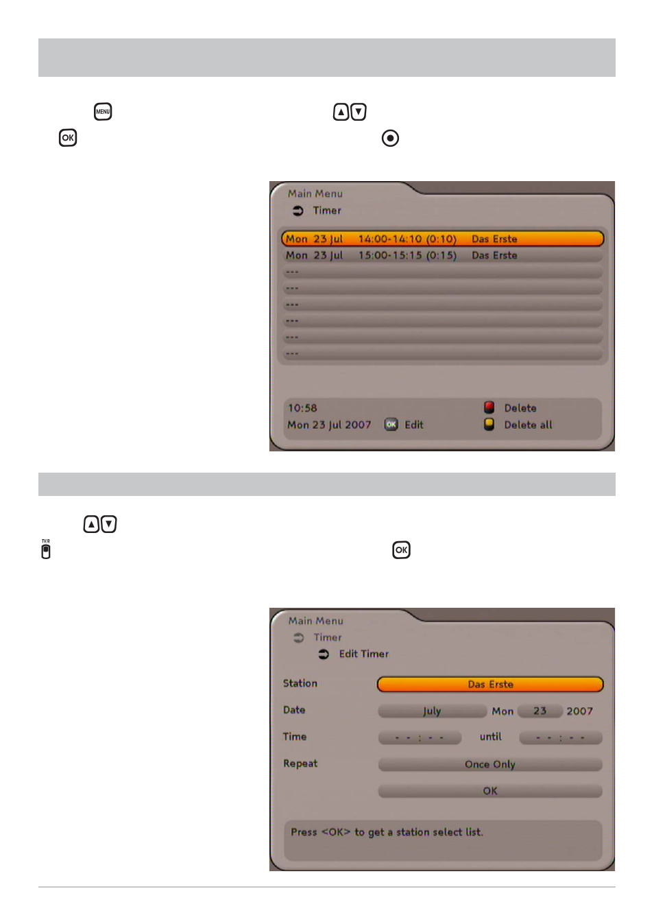Timer | Kathrein UFC 762si User Manual | Page 40 / 52