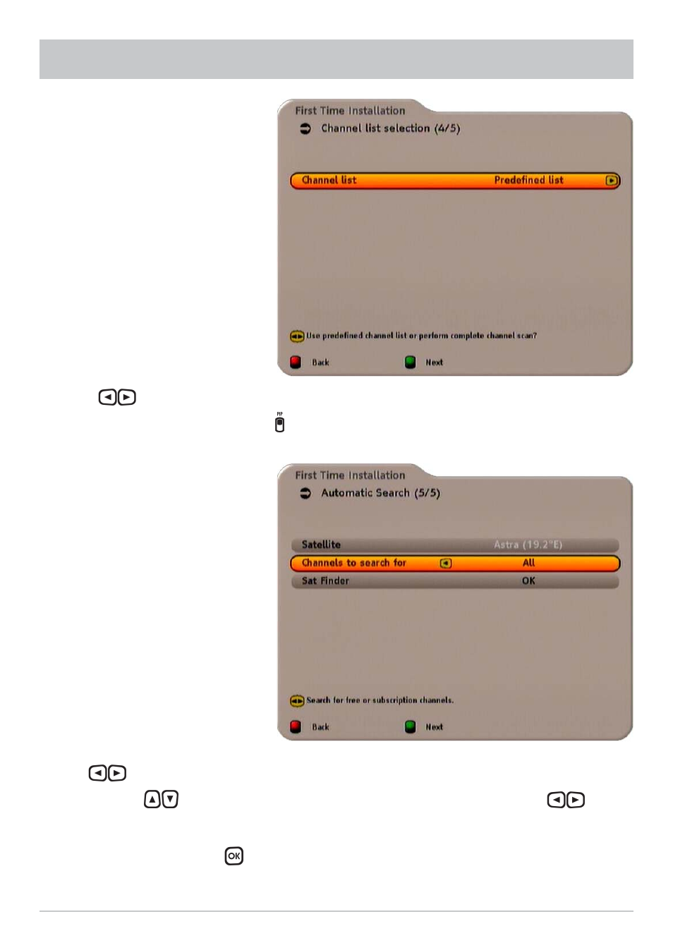 First installation (search) | Kathrein UFS 733si User Manual | Page 23 / 76