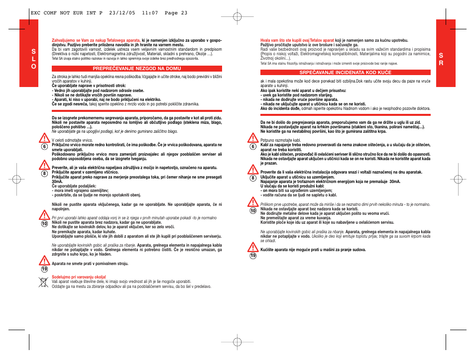 Sl o s r | Tefal TG5330 User Manual | Page 12 / 15