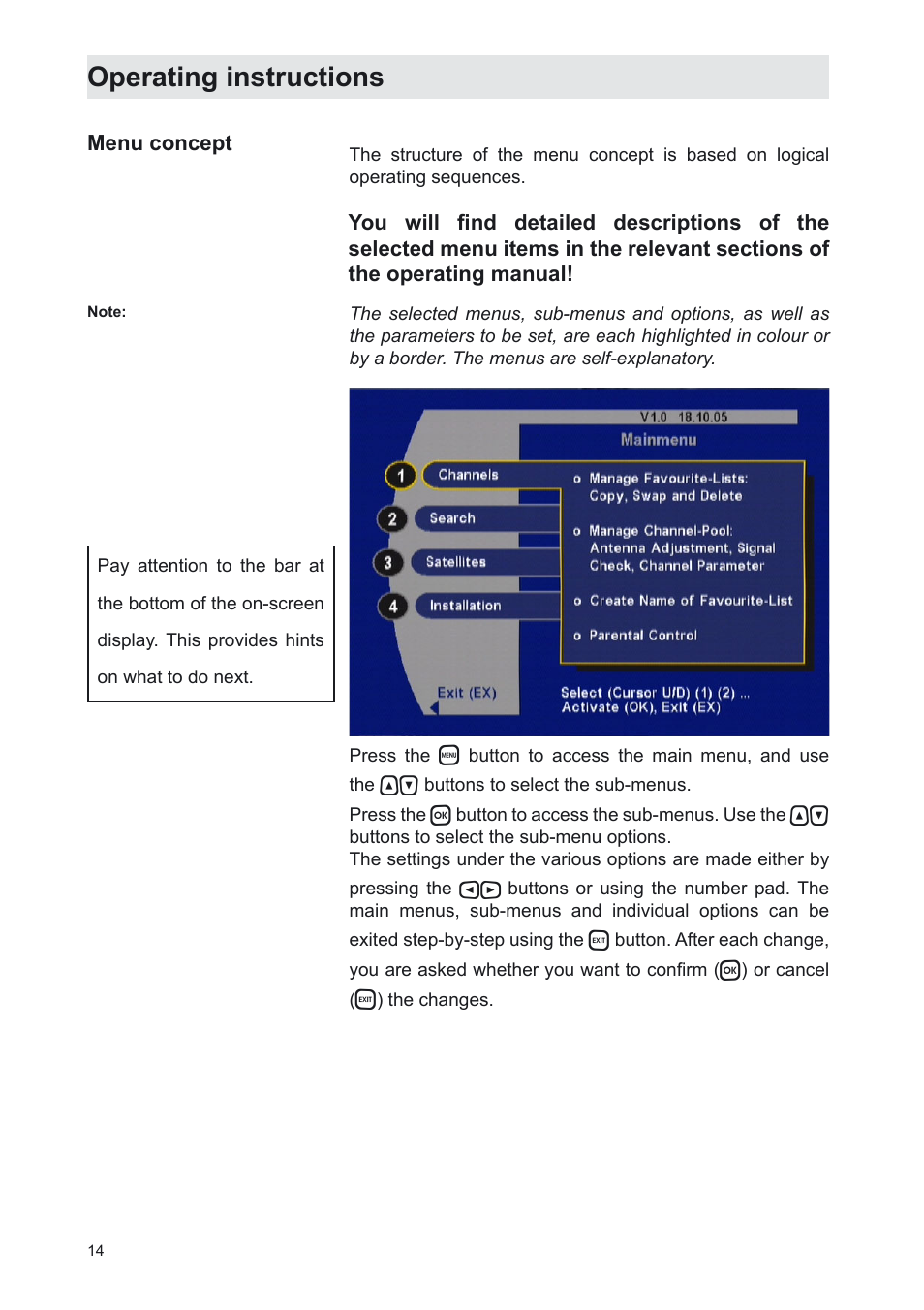 Operating instructions | Kathrein UFS 702sw User Manual | Page 14 / 68