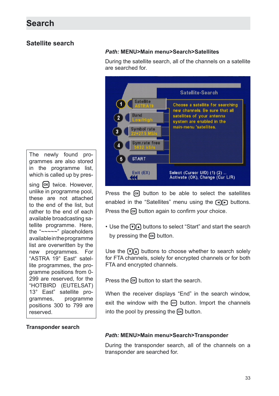 Search | Kathrein UFS 702sw User Manual | Page 33 / 68