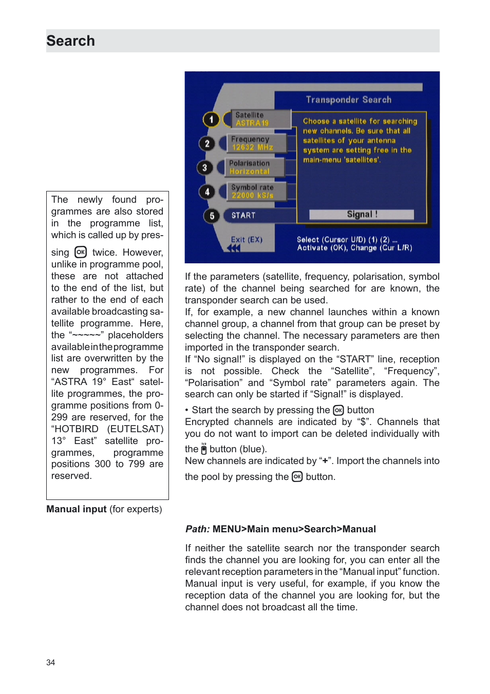 Search | Kathrein UFS 702sw User Manual | Page 34 / 68