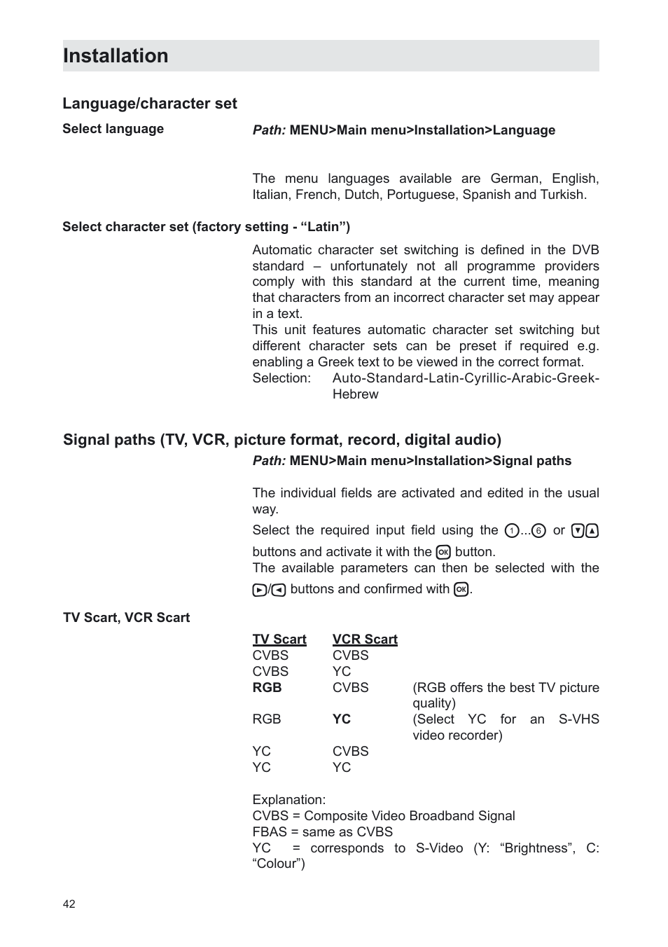 Installation | Kathrein UFS 702sw User Manual | Page 42 / 68