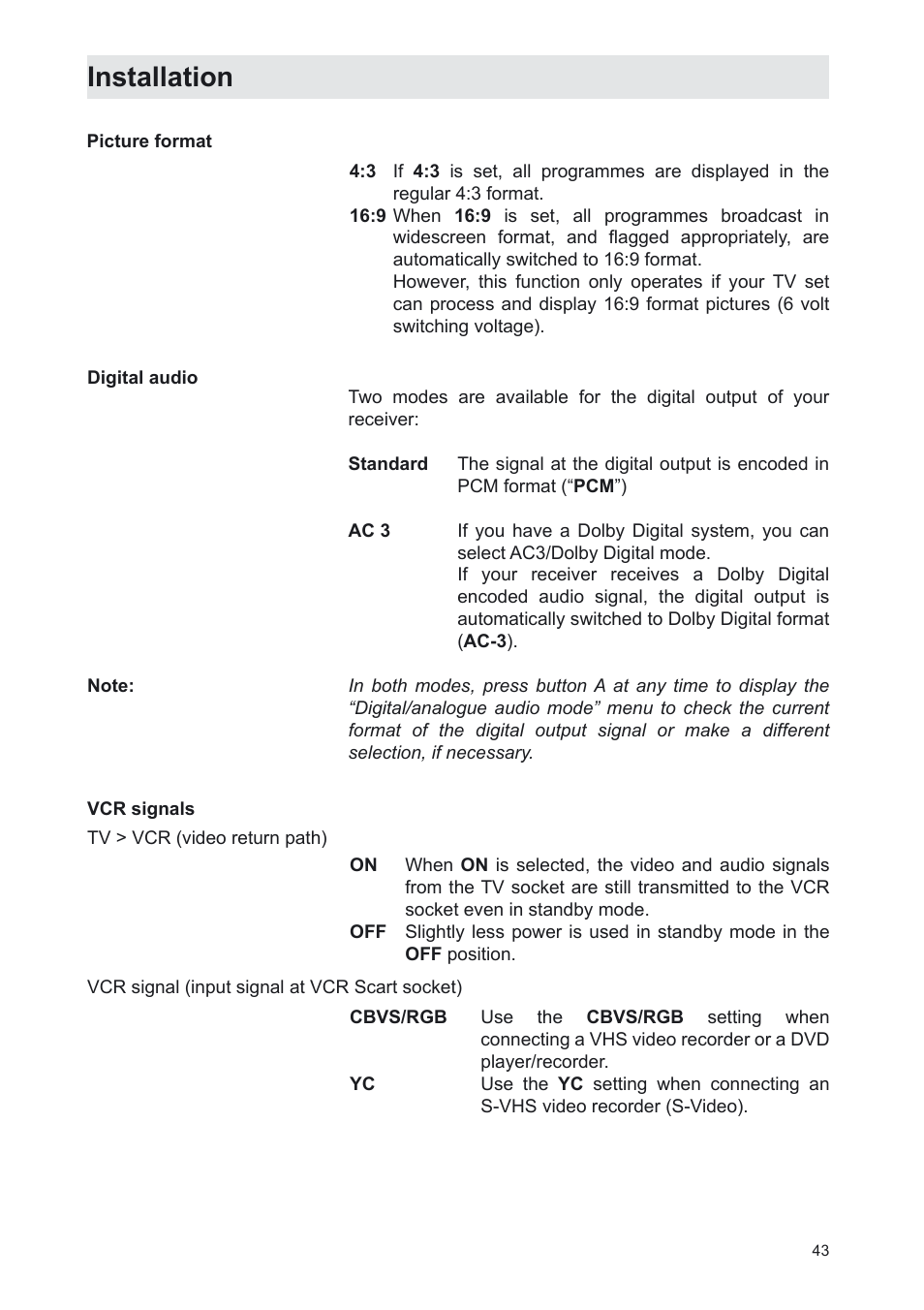 Installation | Kathrein UFS 702sw User Manual | Page 43 / 68