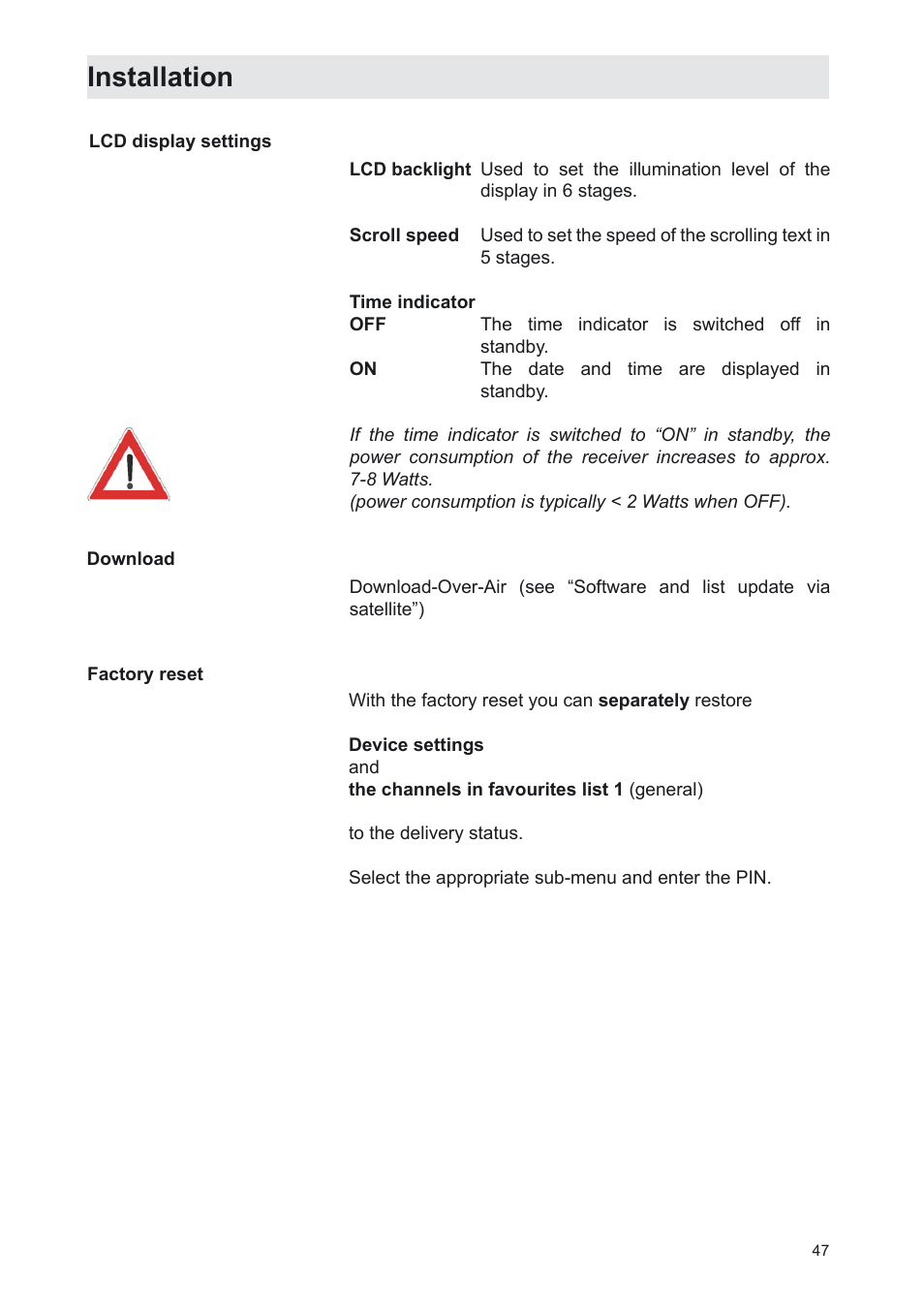 Installation | Kathrein UFS 702sw User Manual | Page 47 / 68