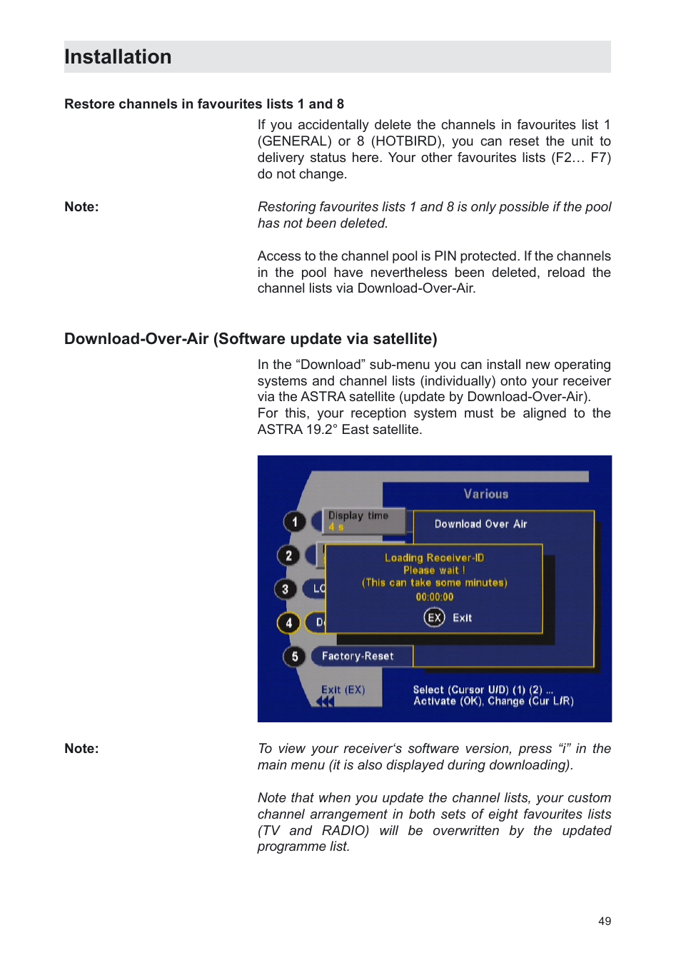 Installation | Kathrein UFS 702sw User Manual | Page 49 / 68