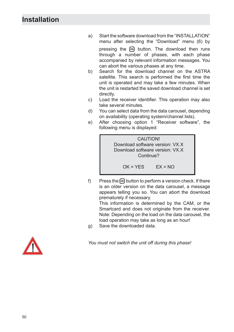Installation | Kathrein UFS 702sw User Manual | Page 50 / 68