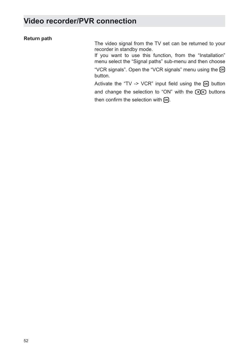 Video recorder/pvr connection | Kathrein UFS 702sw User Manual | Page 52 / 68