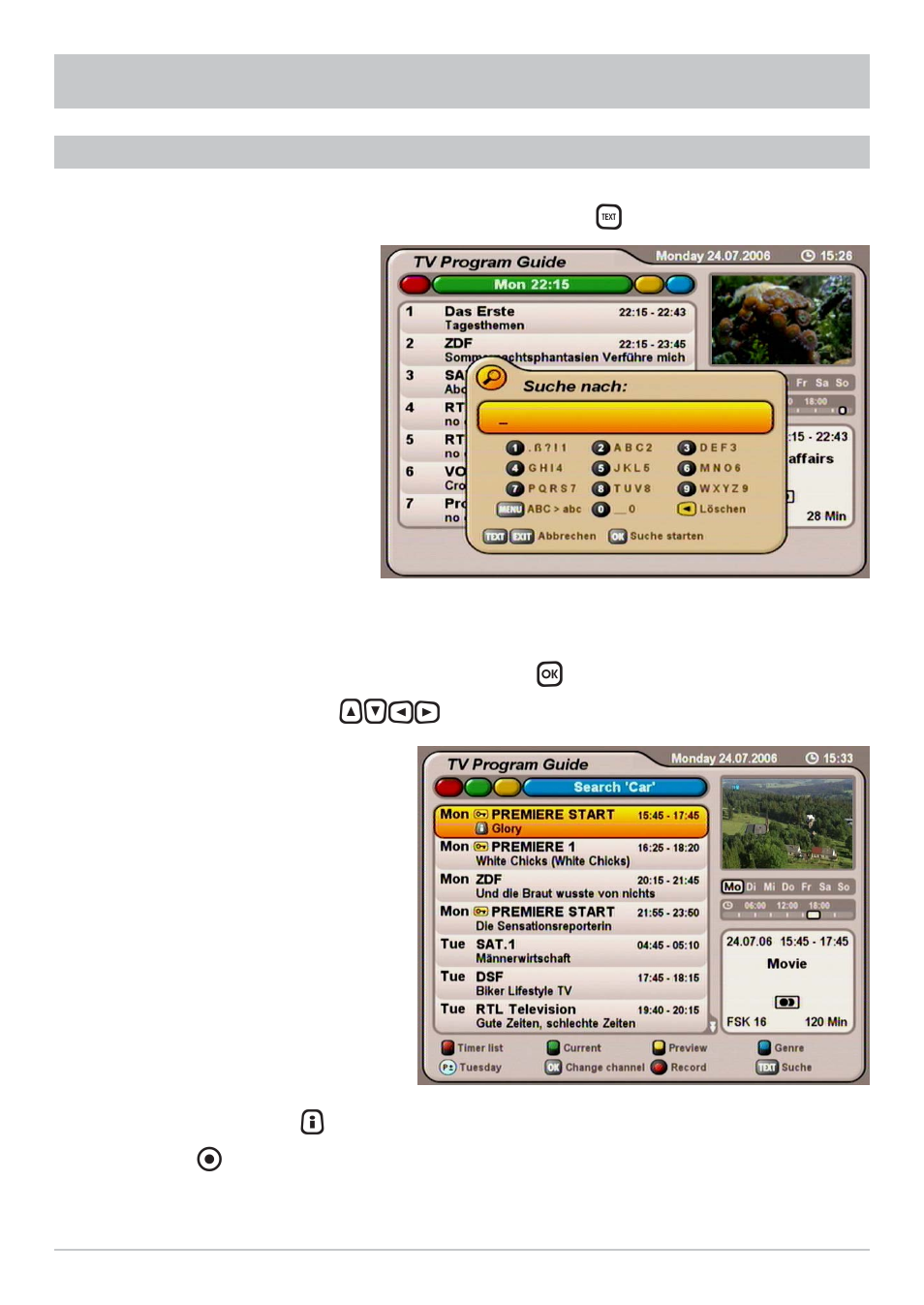 Epg - electronic programme guide | Kathrein UFS 712sw User Manual | Page 30 / 72